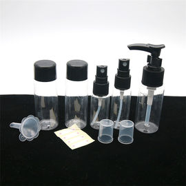 Il cosmetico 7pcs rimuove il berretto nero stabilito della bottiglia di viaggio con la borsa di plastica di viaggio